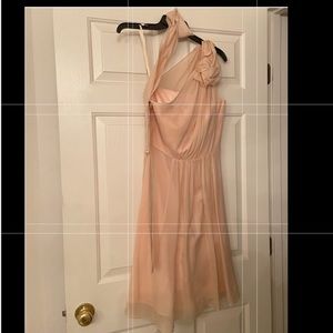 Ann Taylor 100% Silk One Shoulder Blush Bridesmaid Dress